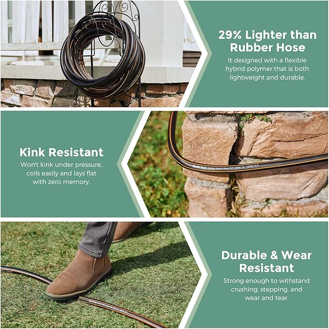 Giraffe Tools Leader Hose 5/8" x 10ft, Custom Length, No Kink, Flexible, Leakproof Water Hose, Double Female Fittings, 600 Burst PSI, 10ft, Black Orange