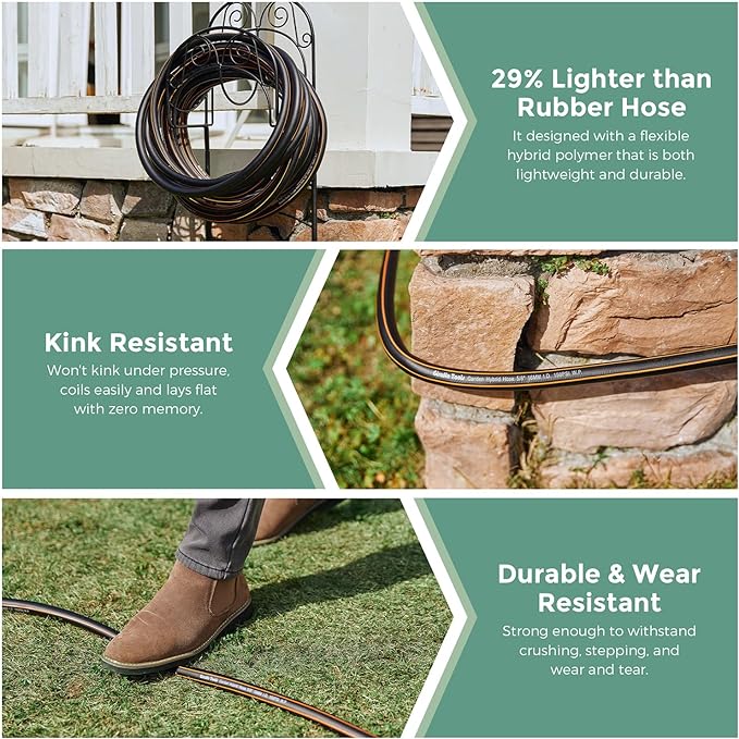 Giraffe Tools Leader Hose 5/8" x 10ft, Custom Length, No Kink, Flexible, Leakproof Water Hose, Male Female Fittings, 600 Burst PSI, 10ft, Black Orange