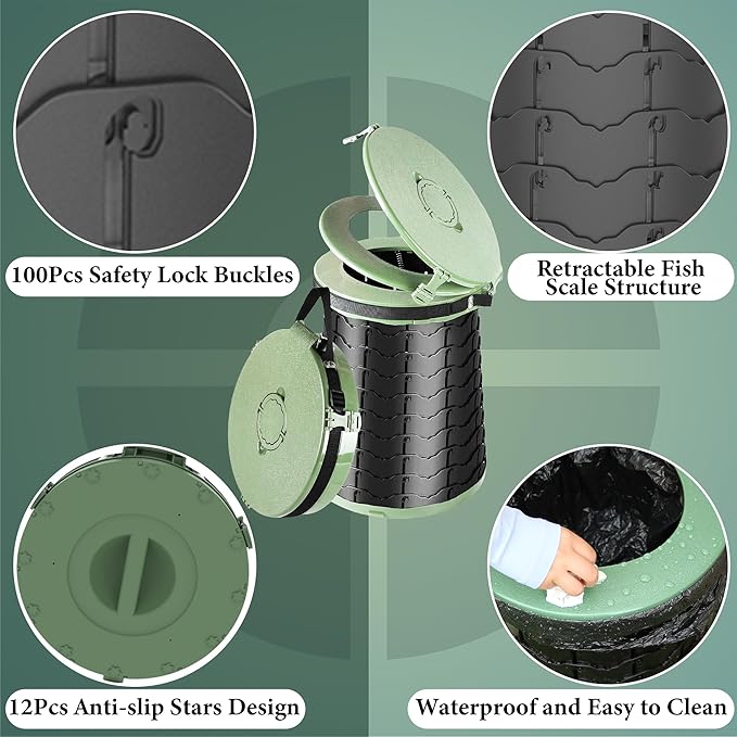 ALEVMOOM XXL Portable Toilet for Camping,880lbs Capacity,19.7" H Adjustable Portable Toilet with 7 Garbage Bags,Porta Potty for Adults,Collapsible Luggable Loo for Camping/Travel/Hiking/Car