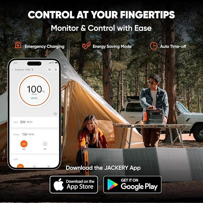 Jackery Solar Generator 1000 v2 with 2x100W Solar Panel,1070Wh Portable Power Station LiFePO4 Battery,1500W AC/100W USB-C Output,1Hr Fast Charge for Outdoor,Off-Grid Living,RV,Emergency