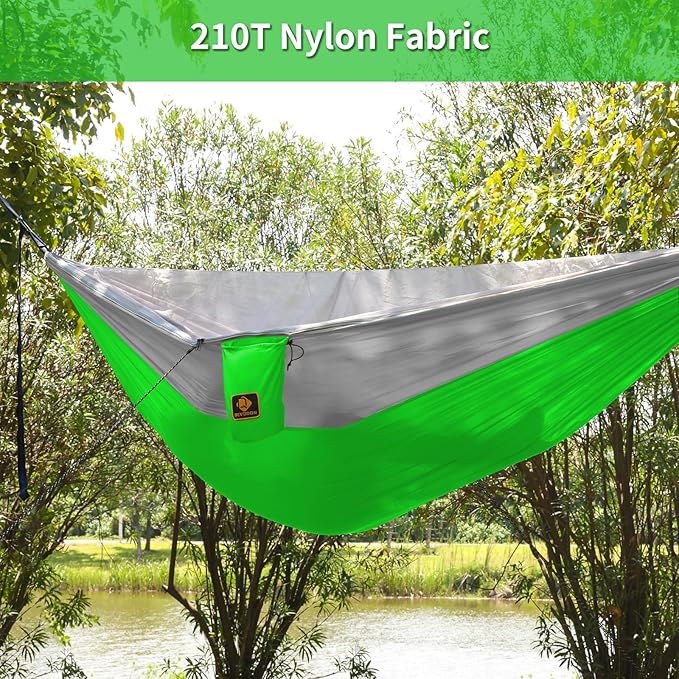 Camping Hammock, Portable Hammocks with Mosquito Net,Lightweight Nylon Parachute Hammock with 10ft Tree Straps,Camping Gear Must Haves for Travel Hiking Backpacking Beach Patio