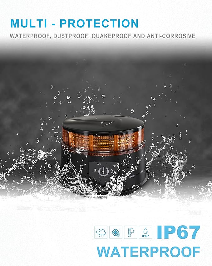 Agrieyes Remote Control Beacon Light, Rechargeable Wireless Flashing Lights, 12-30V Amber Strobe Lights for Golf Cart Magnetic, Safety Warning Caution Lights for Trucks, Construction