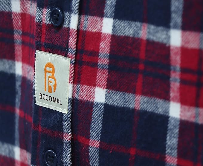 BOCOMAL FR Shirts for Men Welding Shirt Plaid 8.5oz Heavyweight Fire Retardant/Flame Resistant Welding Jacket