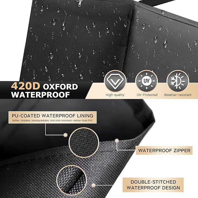 Extra Large Patio Outdoor Cushion Storage Bag Waterproof 68" L x 30" W x 20" H Outdoor Cushion Furniture Storage Bag with Handle and Protective Zipper (Black, 1 Pack)