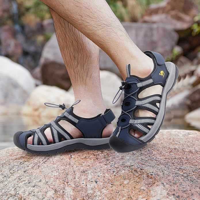 CAMELSPORTS Men's Hiking Sandals Closed Toe Outdoor Beach Sandal Waterproof Sport Fisherman Sandals Water Shoes