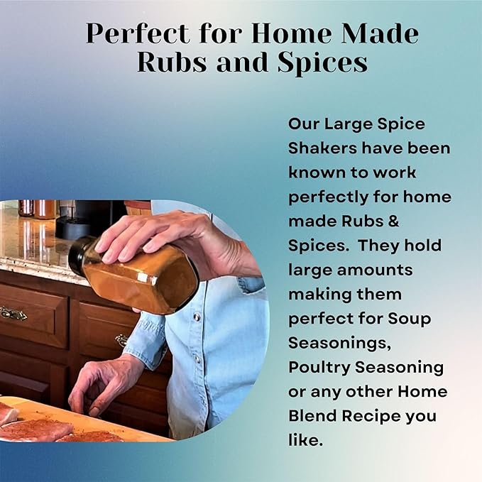 JARMING COLLECTIONS 16oz Glass French Square Spice Shakers with Lids – Large Seasoning Containers for Kitchen, Pantry, Herbs & Spices - Enhance Your Spice Storage – Made in USA