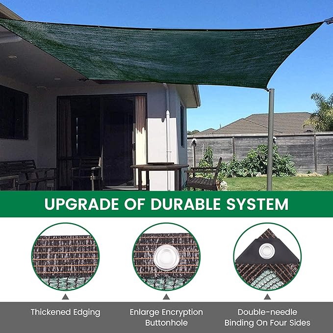60% 20 X 48 FT Green Shade Cloth, Outdoor Woven Sun Shade with Grommets, Durable Breathable Netting Shading Antifreezing for Patio, Garden, DIY Home, Plants Cover, Greenhouse, Dog Kennel