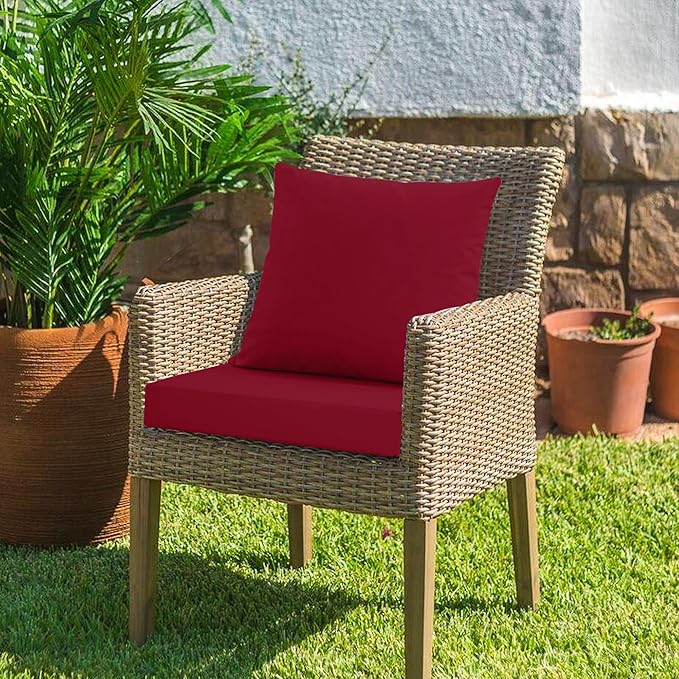 24x24 Inch Outdoor Cushions for Patio Furniture, Waterproof Outdoor Chair Cushions w/Fade-Resistant, Removable & Machine-Washable Covers, Deep Seat Sofa/Couch Pad Replacement – Set of 1/2/4, Burgundy