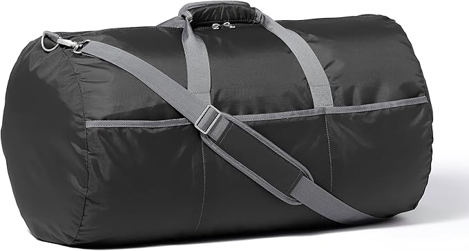 Amazon Basics 32.4" Extra Large Foldable Duffle Bag for Travel & Storage, with Exterior/Interior Zippered Pockets, Lightweight/Durable Nylon Material, 50-LBS Capacity, 9254 Cubic Inch (150L), Black