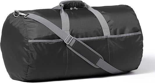 Amazon Basics 32.4" Extra Large Foldable Duffle Bag for Travel & Storage, with Exterior/Interior Zippered Pockets, Lightweight/Durable Nylon Material, 50-LBS Capacity, 9254 Cubic Inch (150L), Black