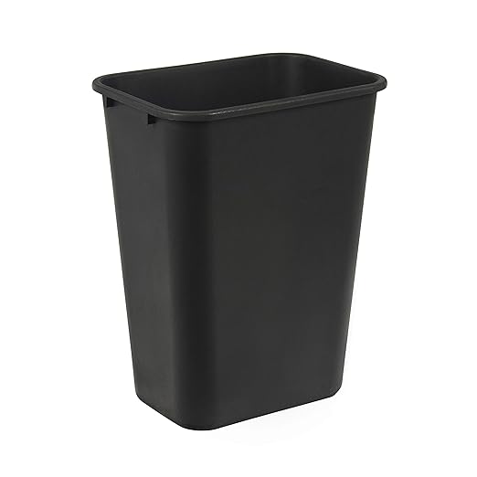 Amazon Basics Trash Can, Rectangular Commercial Office Wastebasket, 10 Gallon (Pack Of 1), Black (Previously AmazonCommercial brand)