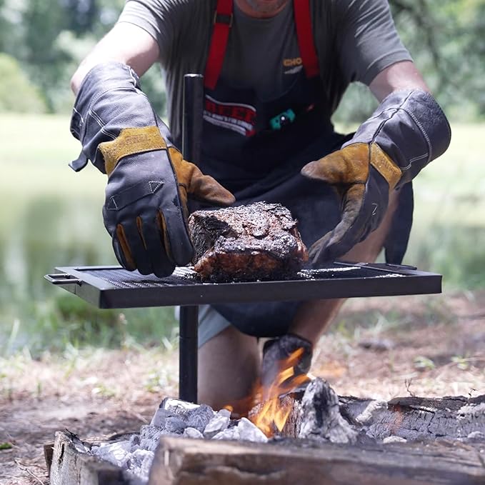 GameMaker Gravity Camping Grill & Pole – Adjustable Outdoor Cooking System, Portable Campfire BBQ for Hiking, Hunting & Backpacking