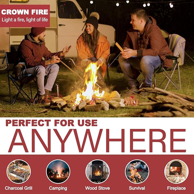 Fire Starters for Fireplace Indoor, and Outdoor Use - Natural Firestarter for Pizza Oven, Fire Pit - Fire Starters for Campfires - Charcoal Starter - 32 Rolls