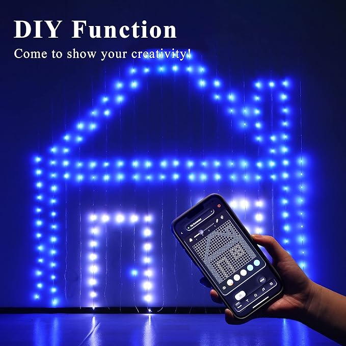 JMEXSUSS App-Controlled Color Changing Curtain Lights, 400 LED RGB String Lights for Halloween, Bedroom, Window, Wall, Party, Backdrop, Christmas, Indoor, and Outdoor Decorations, 6.5x6.5ft