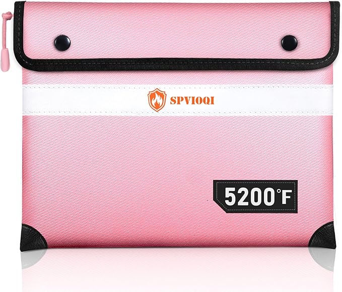 5200°F Fireproof Document Bag -Heat Insulated, Upgraded Water Fire Proof Pouch with Zipper, 9 Layers of Functional Materials, 14.2 X 11” Fire Proof Money Bag for Cash, Important Document and Valuables