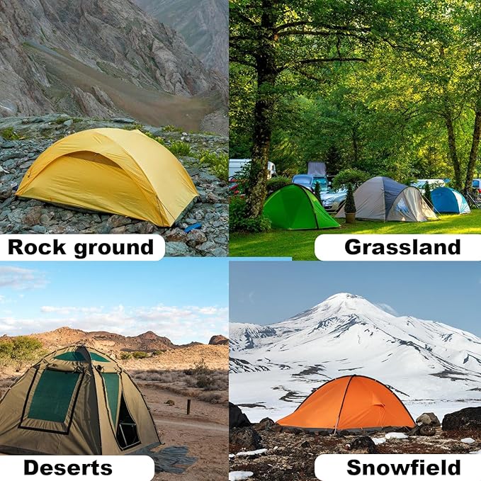 10Pcs Tent Stakes, 12in Heavy Duty Tent Stakes with Storage Pouch, Forged Steel Tent Sakes Metal, Metal Stakes for Tent Used on Grassland, Snowfield, Dessert(10Pcs, 12in, Diameter 3/8")