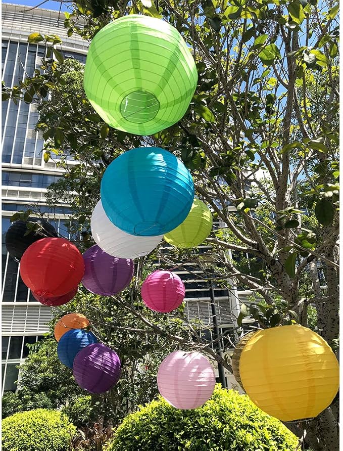 BEISHIDA 6-Inch White Paper Lanterns Decorative Chinese/Japanese Hanging Round Paper Lanterns Lamp for Birthday, Wedding, Christmas, Bridal, Home Decor, Party Decoration (6 Packs)