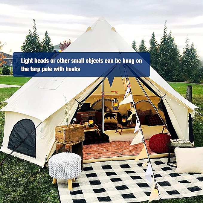 KOMCLUB Telescoping Tent Poles Tarp Poles Adjustable Stainless Steel Camping Tarp Pole for Outdoor Canopy Awning Rain Shelter-94.5 in Set of 2