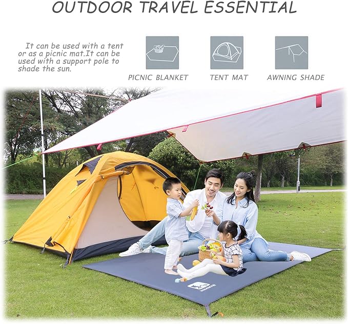 Hikeman Tent Footprint - Waterproof Camping Tarp, Heavy Duty Tent Floor Saver, Ultralight Ground Sheet Mat for Hiking, Backpacking, Hammock, Beach - Storage Bag Included(XL-83”x83”)