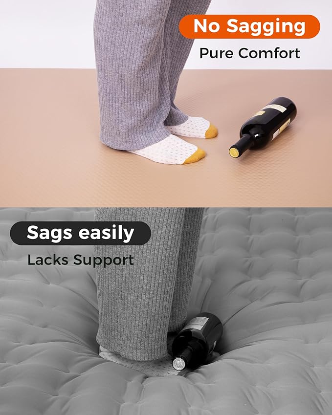 KingCamp Single Sleeping Pad for Camping, Reinforced Drop-Stitch Sleeping Travel Mat, Portable Camping Pad for Hiking, Tent, Cot & Car Travel, Single