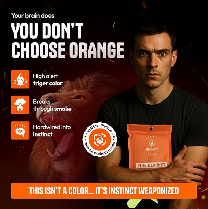 Emergency Fire Blanket 40"x40" (1-Pack) – Fireproof Survival Blanket for Home, Kitchen, RV & Camping – Smothers Grease & Electrical Fires – Reusable, Pet & Family Safe Fire Safety Gear