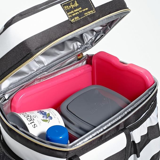 Cool Coolers by Fit + Fresh, Reusable & Long-Lasting XL Slim Ice Packs, Cold Packs for Lunch Boxes, ice Pack for Lunch Bags. Cooler Accessories for Camping, Beach, Lunch, and Work, 8PK, Pink