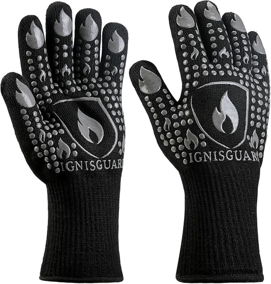 BBQ & Grill Gloves, Oven Gloves, 1472°F Silicone Oven Mitts Heat Resistant Grilling Gloves Fireproof Non-Slip for Barbecue Cooking Baking Smoking, 1-Pair Gray（L）