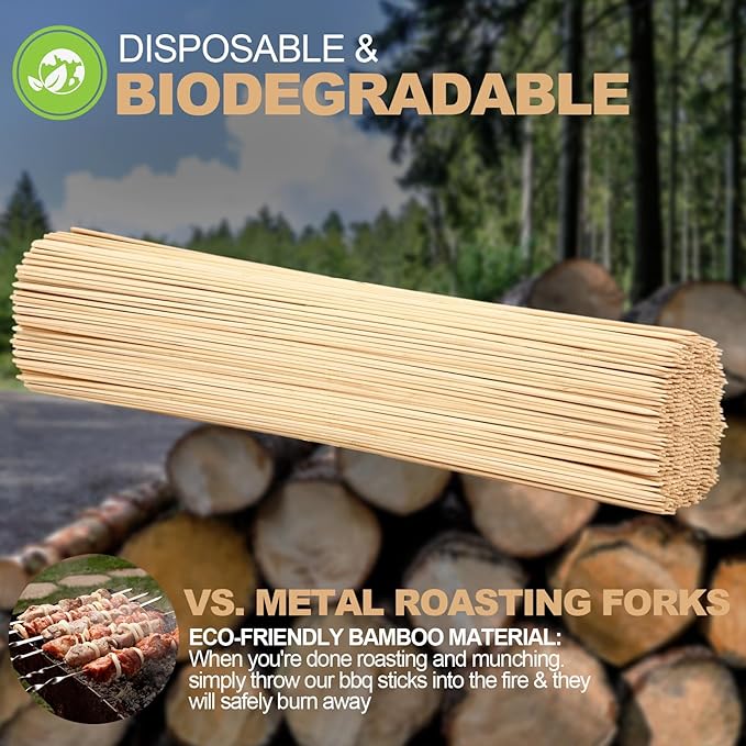 Suclain 500 Pcs Marshmallow Roasting Sticks 30" Long 5mm Thick, Smores Sticks Bamboo Skewers BBQ Kabob Grilling Barbecue Roasting Camping for Outdoor Fire Pits Campfires