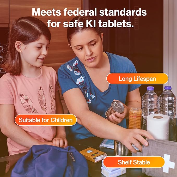 65mg Potassium Iodide Tablets (120 Pack) - Protects Your Thyroid from Nuclear Radiation Exposure