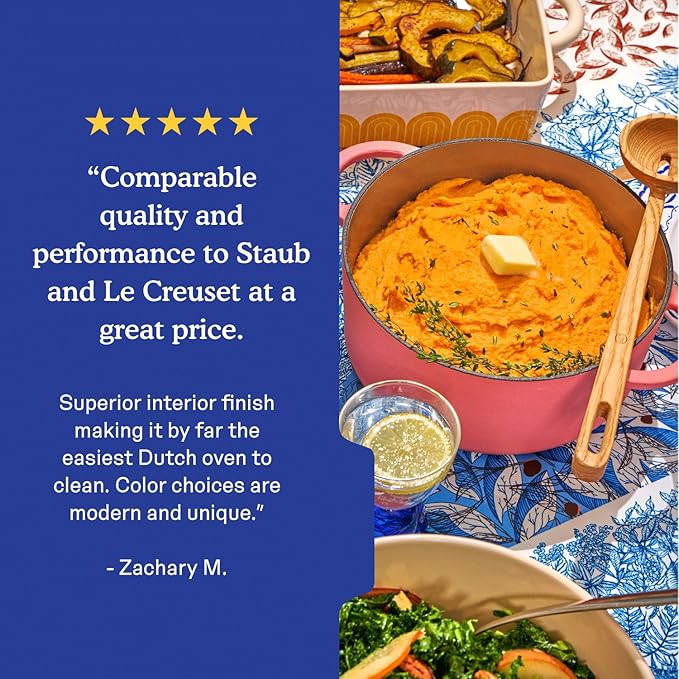 Great Jones Dutch Baby Dutch Oven with Lid (Taffy, 3.5-Quart) | Enameled Cast Iron, Round Shape | Safe for Stovetops & Ovens up to 500°F | Space-Saving & Dishwasher-Friendly | Small-Batch Cooking