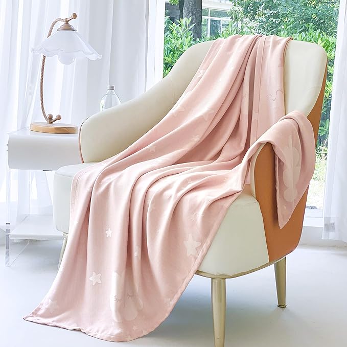 AmyHomie Cooling Blanket for Kids, Soft Comfy Summer Throw Blanket for Hot Sleepers, Girls & Boys (1-12 Years), Pink Cloud (50x60in)
