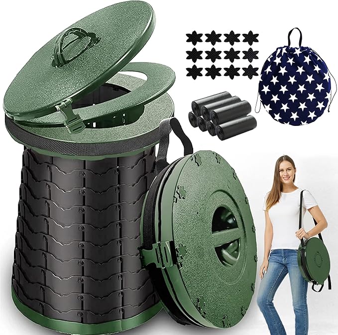 ALEVMOOM XXL Portable Toilet for Camping,880lbs Capacity,19.7" H Adjustable Portable Toilet with 7 Garbage Bags,Porta Potty for Adults,Collapsible Luggable Loo for Camping/Travel/Hiking/Car