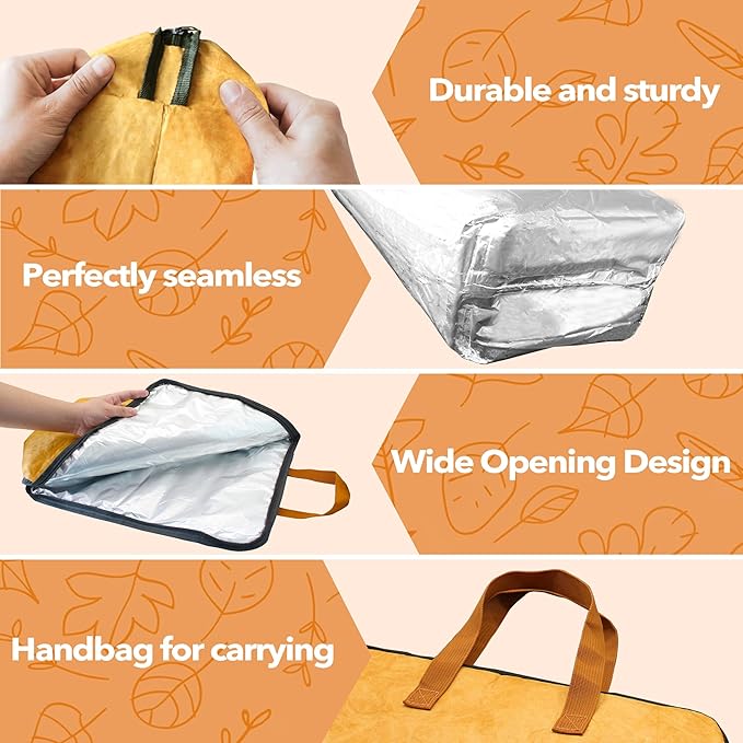 BBQ Blanket for Resting Meat, 5-Layer Insulated Meat Resting Bag for Moisture Retention and Perfect BBQ, Wide Mouth with Handle Design for Large Brisket/Pork Shoulders/Turkeys,Gifts for Men (Brown, 21 Inch)