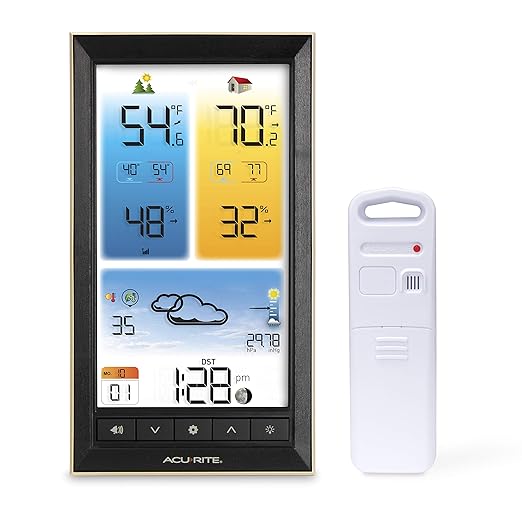AcuRite Home Weather Station with Vertical Full-Color Display, Wireless Outdoor Thermometer for Indoor/Outdoor Temperature and Humidity (01201M)