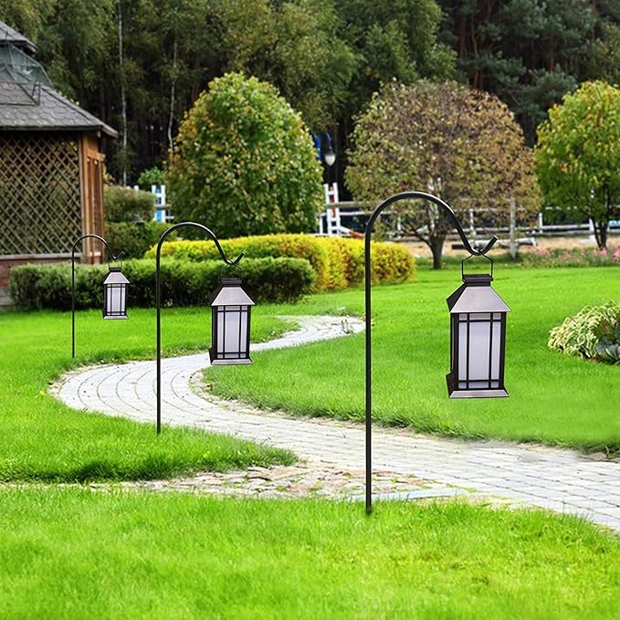 11" Solar Lantern Outdoor Garden Hanging Lanterns Waterproof LED Vintage Flickering Flame Lanterns for Patio, Table, Party.