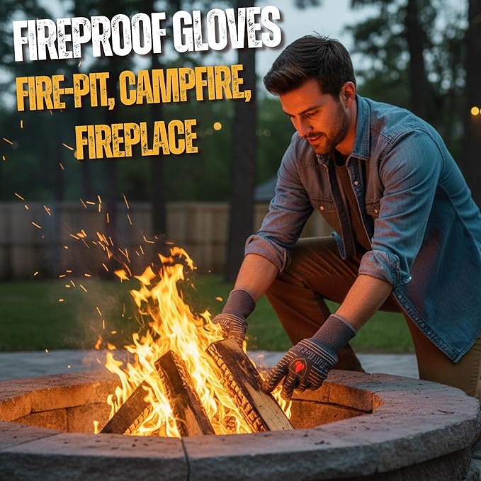 GRILL HEAT AID BBQ Grill Gloves Heat Proof for Grilling – Fireproof 1472°F Heat-Resistant Grill Mitts for Outdoor Barbecue and Smoker, Campfire, Fire Pit, Oven Glove with Fingers for Baking Pizza