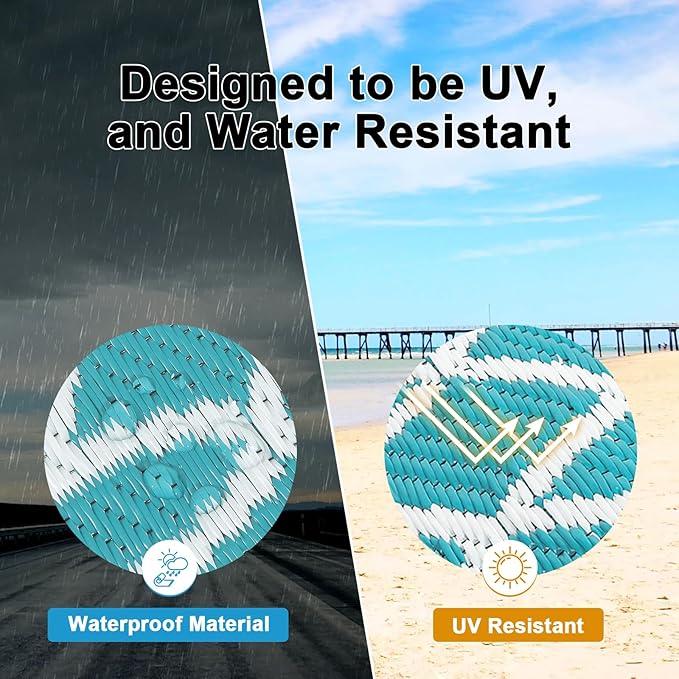 HEBE Outdoor Rug Waterproof 5x8, Reversible Plastic Straw Rug RV Camping Rug, Indoor Outdoor Patio Mat Clearance, Outside Carpet for Porch,Deck,Camper,Balcony,Backyard,Picnic