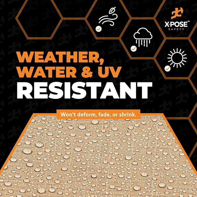 Heavy Duty Tan Poly Tarp 10' X 10' (2-Pack) - Multipurpose Protective Cover - Durable, Waterproof, Weather Proof, Rip and Tear Resistant - Extra Thick 12 Mil Polyethylene - by Xpose Safety