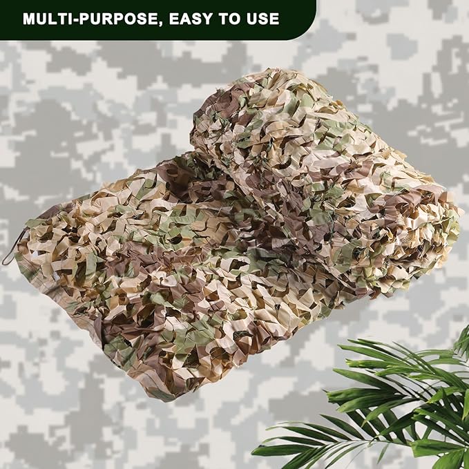 FLYEGO GEN 2 Camo Netting Camouflage Netting Hunting Blind Camo Net Camouflage Nets Military Surplus for Shooting Party Decoration Photograph Car Cover Sunshade