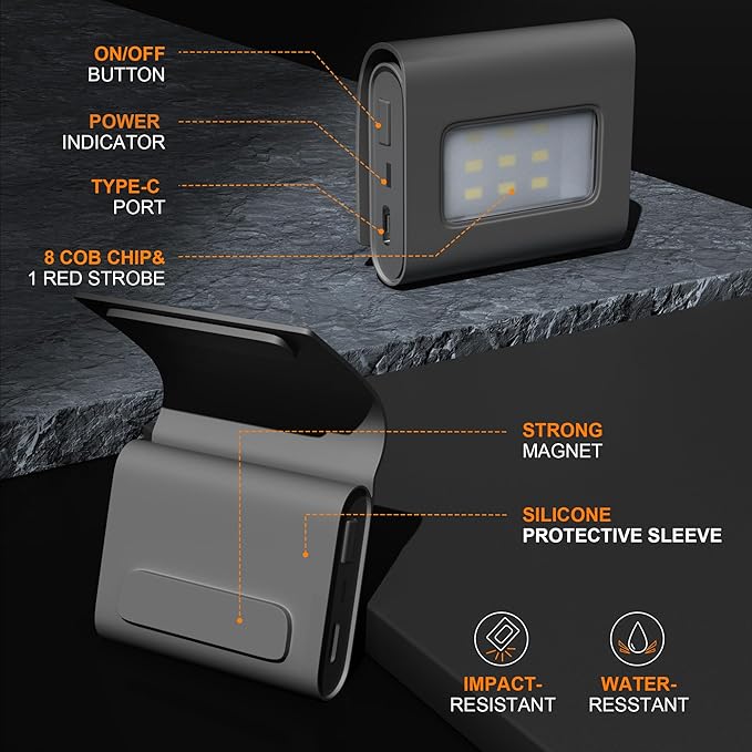 Yzoni 2Pack Running Lights, Safety Light with Strong Magnetic Clip for Runners, Small Lightweight Running Light USB Charging Cable for Night Running, Walking, Camping, Hiking, Outdoor Adventure