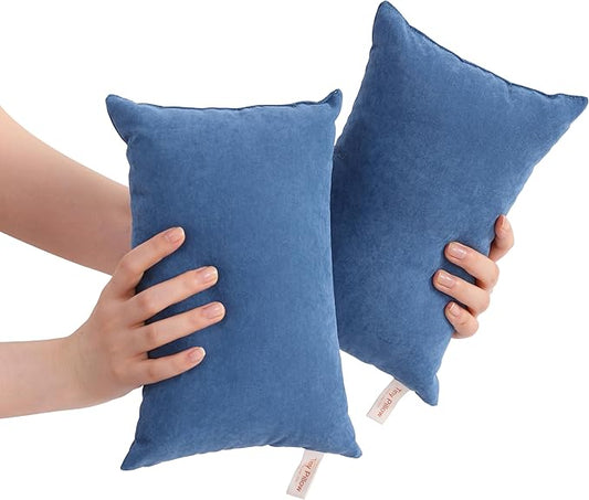 BEDSUM 2 Pack Tiny Pillows, 11"x7" Microfiber Mini Pillow for Travel, Pets, Soft and Machine Washable Small Pillows for Neck, Wrist, and Knee Comfort, Denim Blue