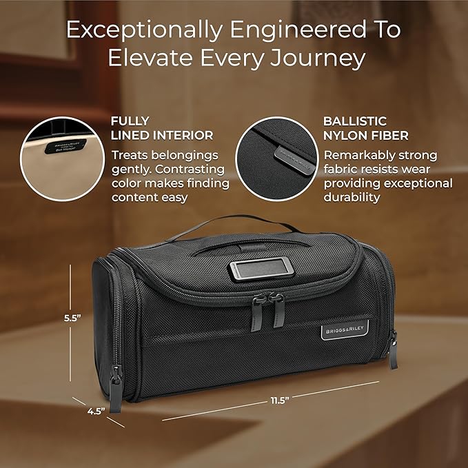 Briggs & Riley Toiletry Kit - Travel Bags for Women & Men, Organizer for Vacation, Dopp Kit for Bathroom Accessories, Makeup, & Skincare