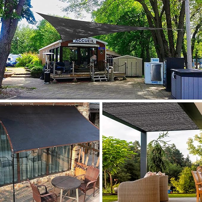 70% 10 X 12 FT Black Shade Cloth, Outdoor Sunblock Shade Cloth with Grommets, Durable Sun Shade Netting Shading Antifreezing for Patio, Garden, Plants Cover, Greenhouse, Barns, Dog Kennel