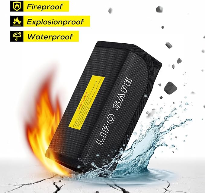 2pcs Lipo Battery Bag, Fireproof Lipo Guard Safe Box, 185x75x60mm Explosionproof Small Charging Case for rc Storage, Lithium ion and Travel Protection
