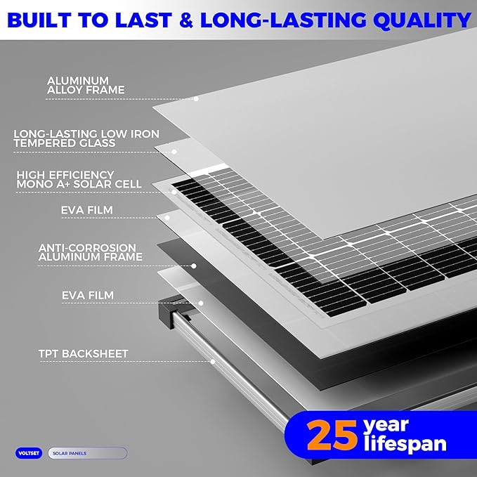 100W 12V Solar Panel, High Efficiency 9BB Cell Monocrystalline Solar Panels IP67 Waterproof, Suitable for RV, Marine, Rooftop, Home, Yacht, Off-Grid Applications (100W Single Panel)
