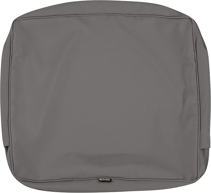 Classic Accessories Montlake Water-Resistant 19 x 20 x 4 Inch Patio Lounge Back Cushion, Light Charcoal Grey, Outdoor Loveseat Cushions