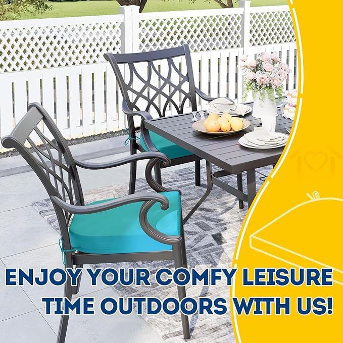 AAAAAcessories Outdoor Seat Cushions for Chairs, Waterproof, Fade-Resistant Patio Furniture Replacement Cushions, 17" x 16" x 2", Set of 2, Turquoise