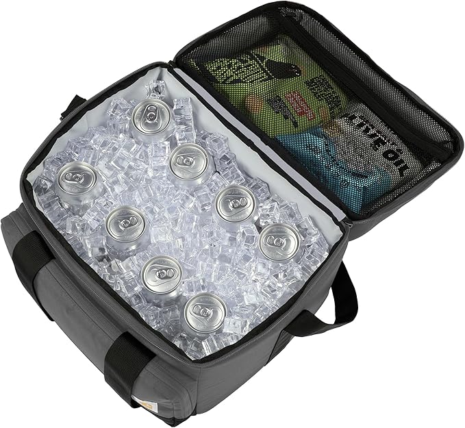 Carhartt Insulated Two Compartment Cooler, Durable Water Repellent Material W/Front Zippered Pocket for Camping, Beach & Travel