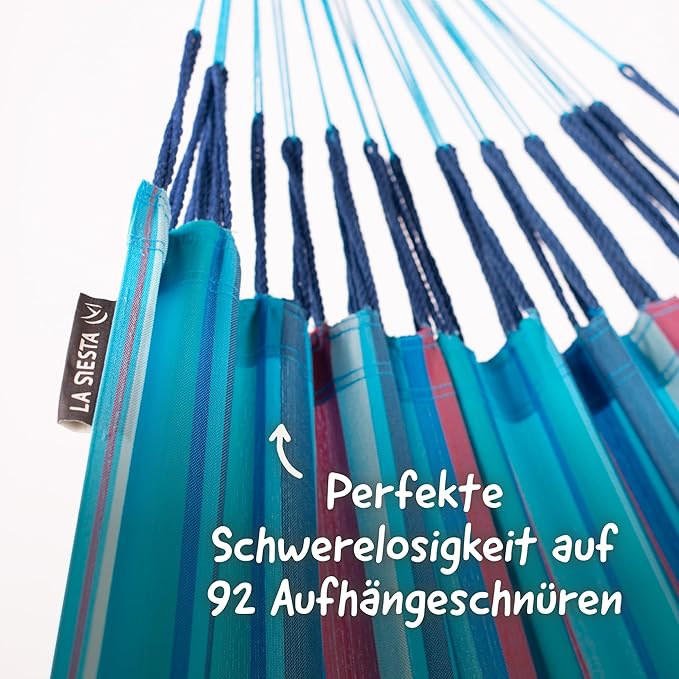 LA Siesta Brisa Classic Hammock, Handmade, Weather-Resistant, Tear-Resistant Hammock for Indoor & Outdoor Relaxation, Size-King - Wave