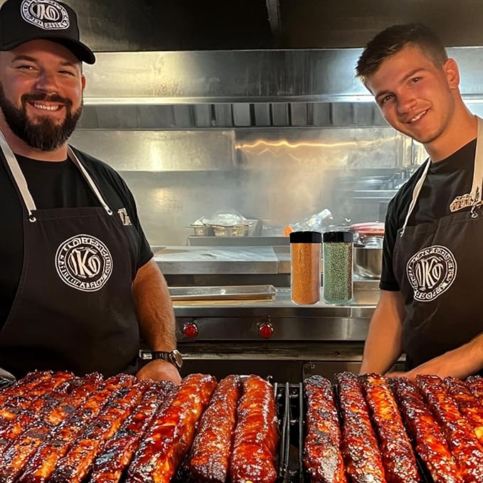 JARMING COLLECTIONS 16oz Glass Spice Shakers with Lids – Set of 2 Large Seasoning Containers with Shaker Tops for Kitchen, Pantry & Herb Storage